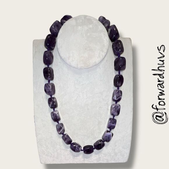Hand-Knotted Chunky Amethyst Bead Necklace - Picture 1 of 9